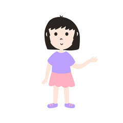 A Short Hair Girl Pointing Hand