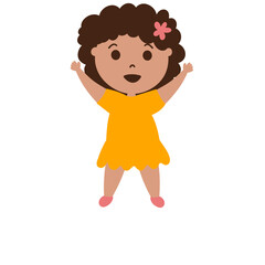 A Girl Raising Both Hands