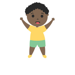 Fototapeta premium A Boy Raising Both Hands