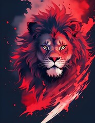lion head on a red