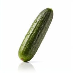 A fresh cucumber isolated on white background. Fresh raw organic vegetable. Generative AI.