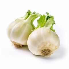 A fresh kohlrabi isolated on white background. Fresh raw organic vegetable. Generative AI.