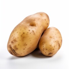A fresh potato isolated on white background. Fresh raw organic vegetable. Generative AI.