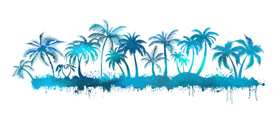 Fototapeta na wymiar Palm trees blue horizon abstraction. Vector illustration