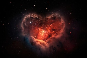 heart-shaped nebula with stars shining in the background, created with generative ai