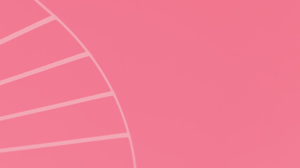 Pink geometric background with stripes in a semicircle in the left part of the photo, panorama
