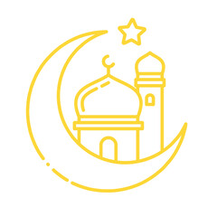 ramadan simple flat line icon, mosque flat line icon, islamic icon