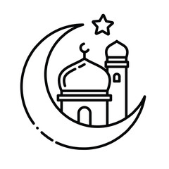 ramadan simple flat line icon, mosque flat line icon, islamic icon