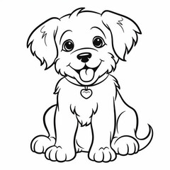 Fototapeta premium dog, cartoon, animal, puppy, pet, illustration, vector, cute, fun, art, happy, brown, drawing, canine, funny, isolated, tail, white, cat, labrador, comic, character, mammal, fur, ears