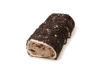 Sweet roll with chocolate and nuts, turkish sweets.