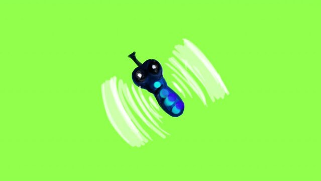 A cartoon fly flies on a green screen. Stock animation of a cute character in 4K with alpha channel.