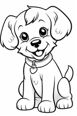 Fototapeta premium dog, cartoon, animal, puppy, pet, illustration, vector, cute, fun, art, happy, brown, drawing, canine, funny, isolated, tail, white, cat, labrador, comic, character, mammal, fur, ears