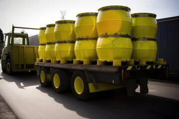 nuclear waste being transported in secure and environmentally friendly casks, created with generative ai