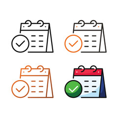 Check date icon design in four variation color