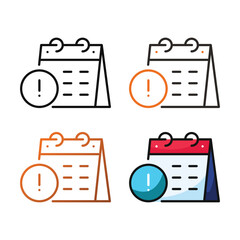 Warning date icon design in four variation color
