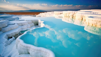 thermal springs located on terraces of white limestone