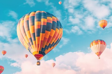 Fototapeta na wymiar Colorful Hot Air Balloons in Flight, AI Generated