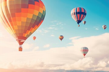 Obraz premium Colorful Hot Air Balloons in Flight, AI Generated