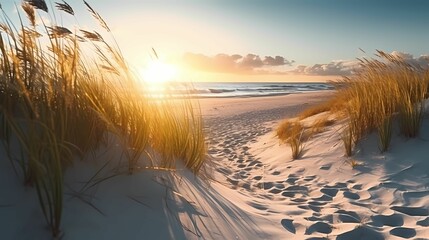sunset in the beach illustration 