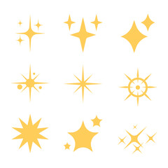Yellow, Gold Star, and Sparkle Icon Set