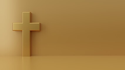 Obraz premium 3d gold cross on the wall