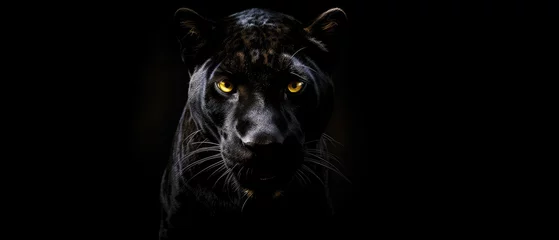 Foto op Plexiglas Black Panther portrait on black background © Mike
