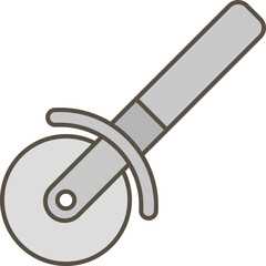 ピザカッターのシンプルなモノクロイラスト