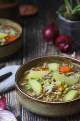 A bowl with traditional German dish - stew Eintopf