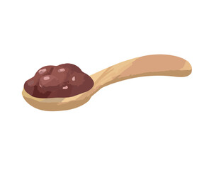木のスプーンに乗ったつぶあん