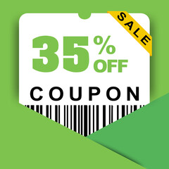 Coupon vector, sale flat design banner, with letter template design, with green colors, with various discounts