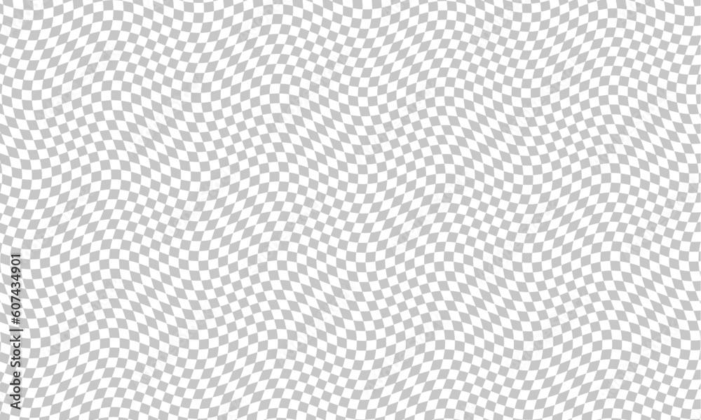 Poster Stylish abstract wavy transparent photoshop background. Checker chess board square grid line gray and white vector background