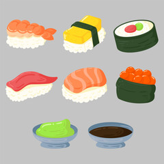 Cute Sushi Hand-drawn Vector 
Illustration
