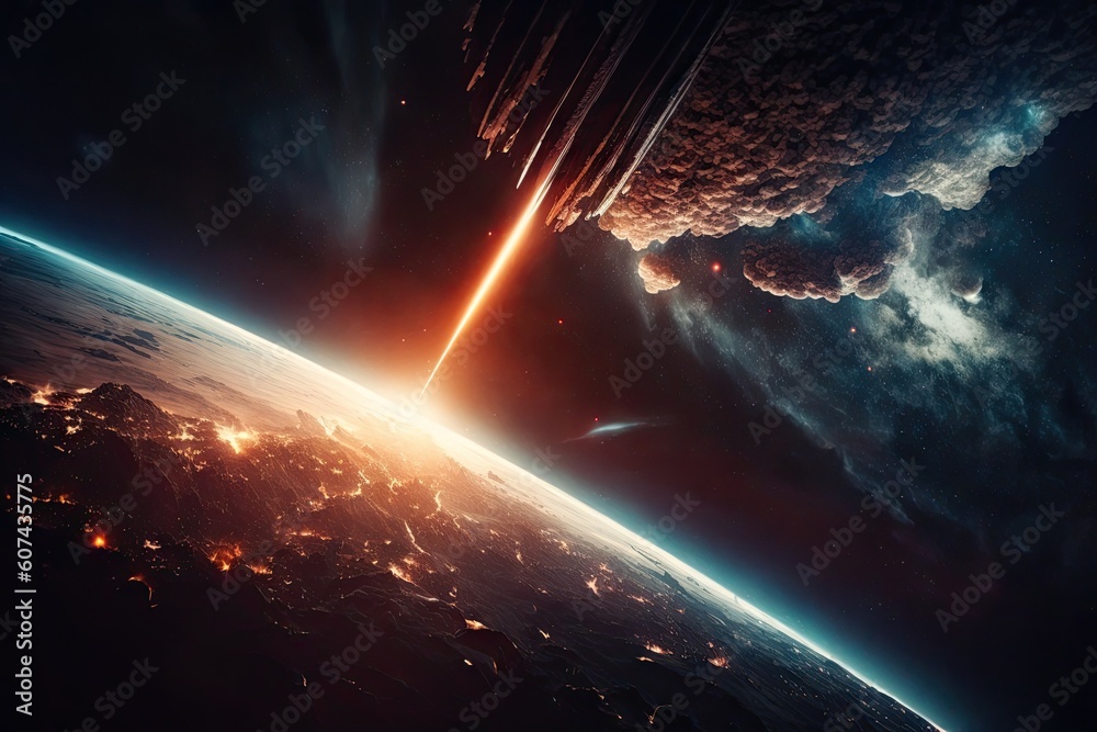 Sticker tilt shifted aerial view of earths atmosphere in space. generative ai aig15.