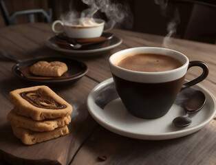 Coffee Delights: A Delicious Morning Indulgence - Delicias del Café: Un Delicioso Capricho Matutino (generated with AI)