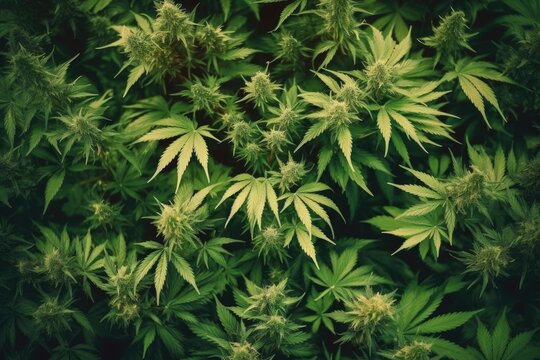 Background texture of cannabis plants farm