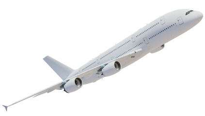 Large passenger airplane isolated on transparent background. 3d rendering.