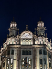 Night lights on clock building