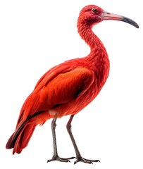 Scarlet ibis bird isolated on the transparent background PNG. AI generative