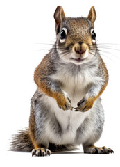 grey and white squirrel isolated on the transparent background PNG. AI generative.