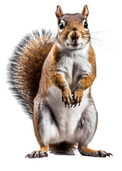 grey and white squirrel isolated on the transparent background PNG. AI generative.