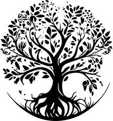 Obraz premium Tree of Life | Black and White Vector illustration