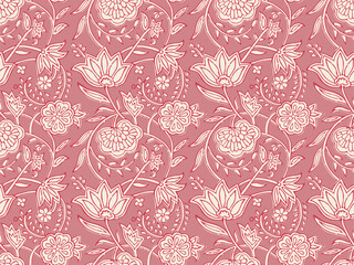 INDIAN FLORAL BLOCK PRINT SEAMLESS PATTERN VECTOR ILLUSTRATION