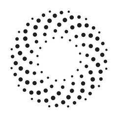 Dotted spiral vortex design element, vector illustration.
