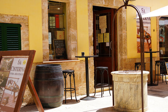 Majorcan tapas bar with tables on the street in Spain