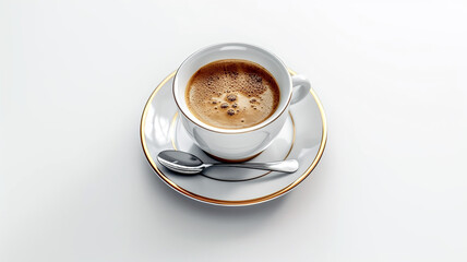 cup of coffee top view with white background high details generative ai 