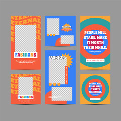 Naklejka premium Modern fashion sale social media post templates. Editable Modern Template. Discount Promo Template. Social Media Post Template. Social Media Banner