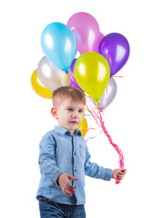 Cute little boy with balloons - 607441972