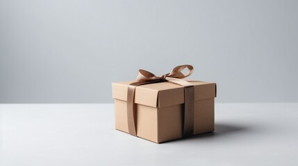 closed gift box with ribbon and bow. generative ai