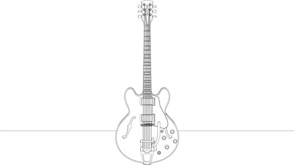 line drawing musical instrument guitar