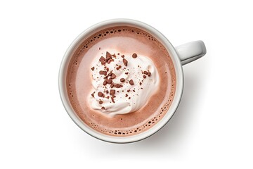 Top View of Isolated Hot Chocolate Mug on White Background